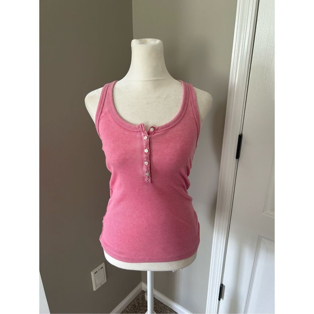 Aerie No BS Henley Tank Size Small Pink 60% Cotton